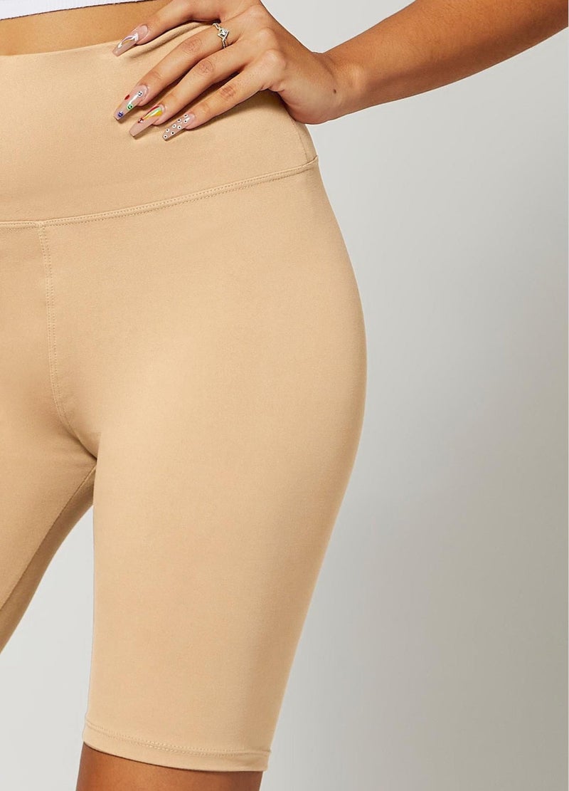 Conceited Biker Shorts Women - Soft - High Waist Tummy Control - Essential - Regular and Plus Size - Beige Nude - Small - Medium - Image 5